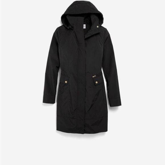Cole Haan Signature Black Packable Rain Jacket with Hood and Pouch - Picture 1 of 14